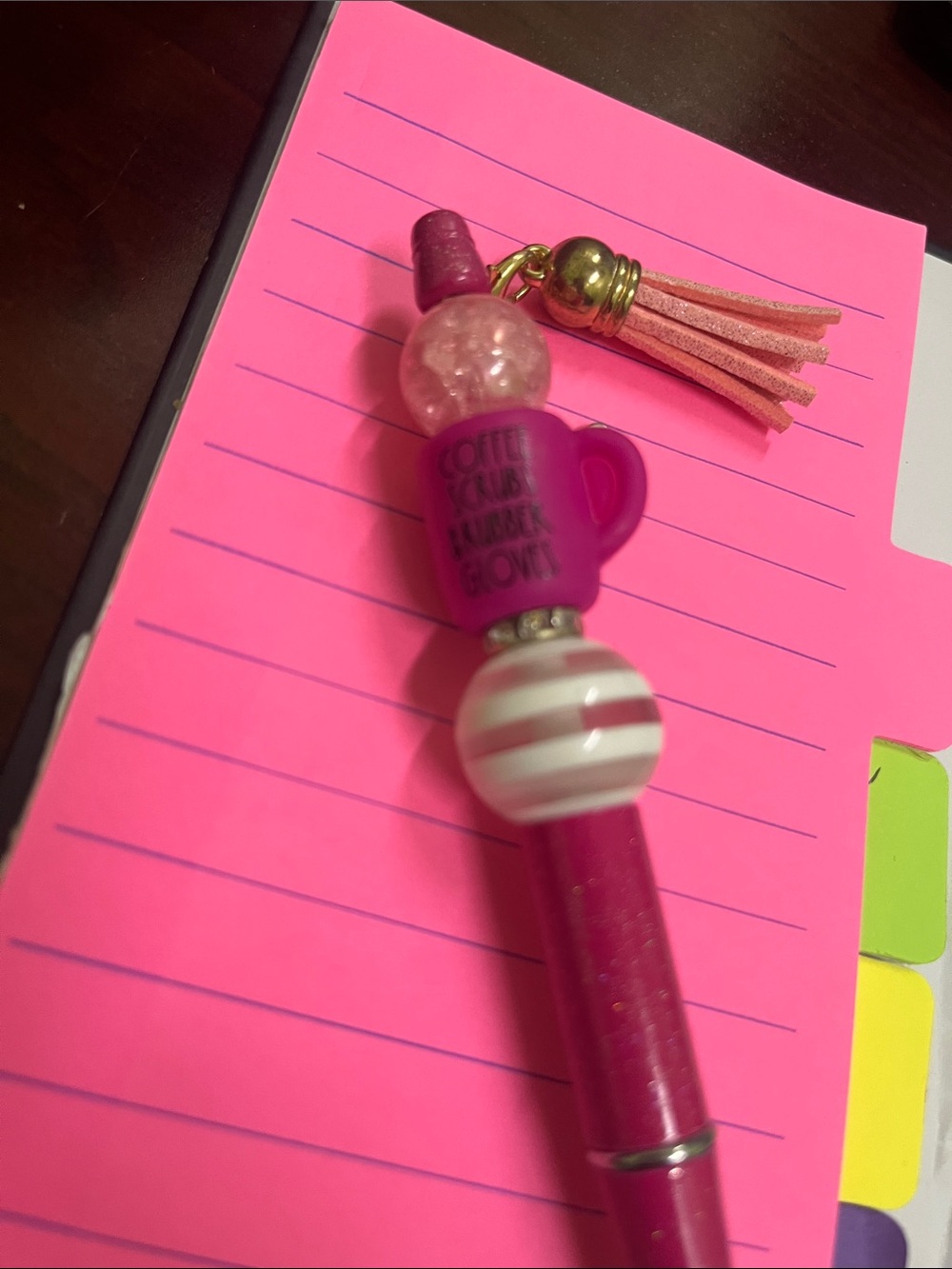 Pink Tassel Charm Pen with Cup Accent - Women Accessories